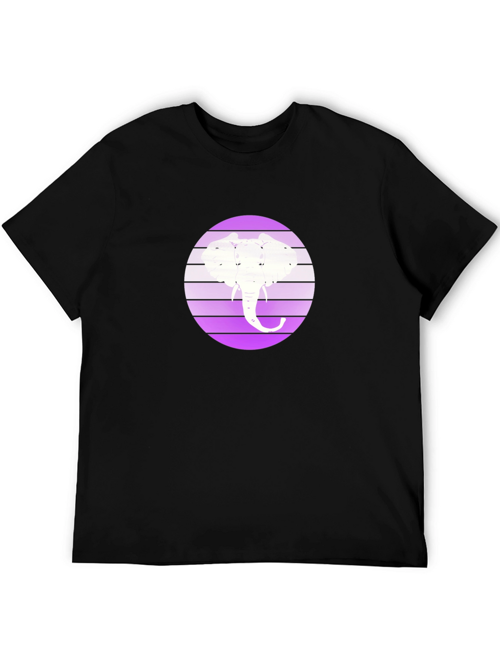 Elephant Silhouette Graphic Tee - Black Crew Neck
