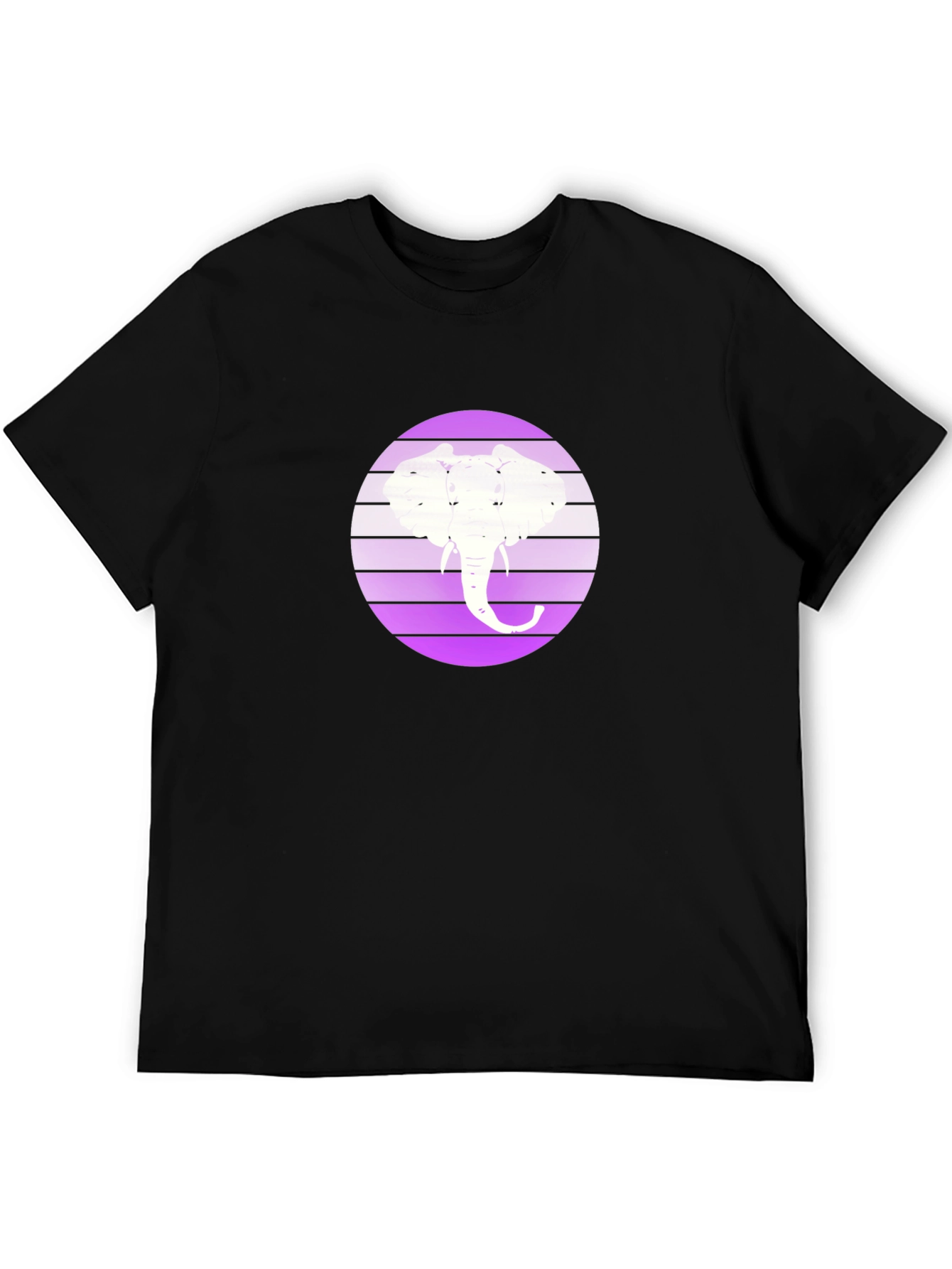 Elephant Silhouette Graphic Tee - Black Crew Neck