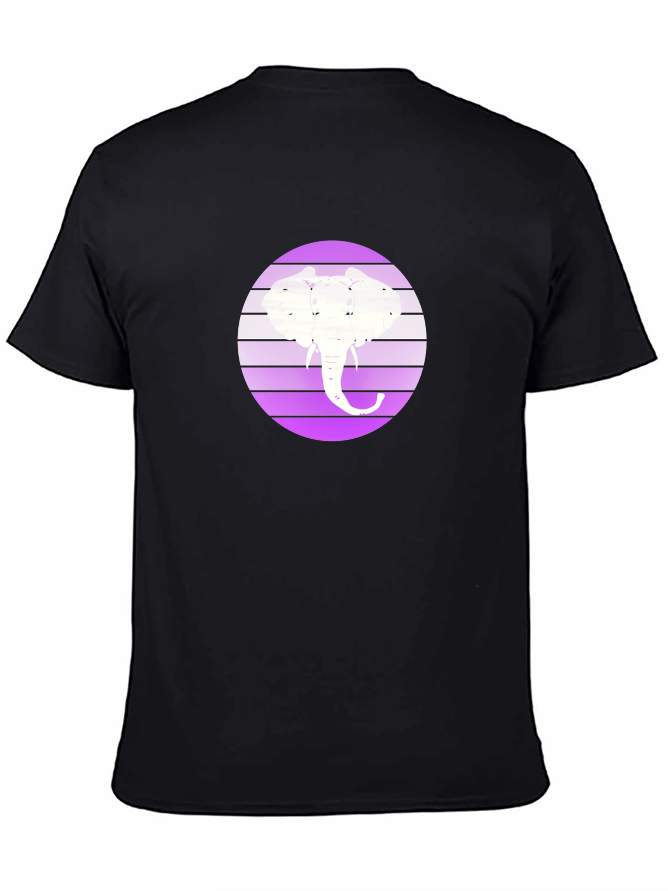 Elephant Silhouette Graphic Tee - Black Crew Neck