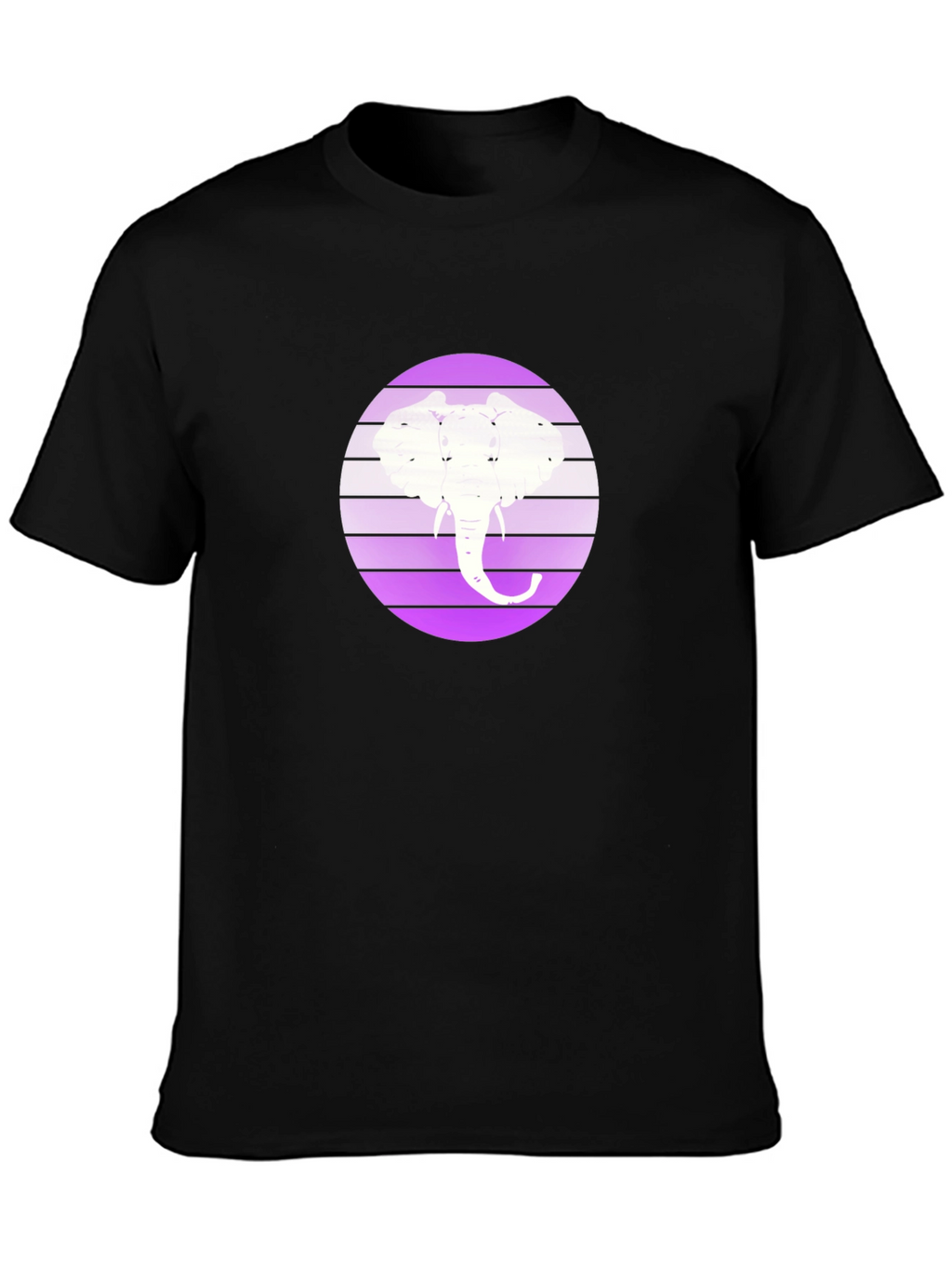 Elephant Silhouette Graphic Tee - Black Crew Neck