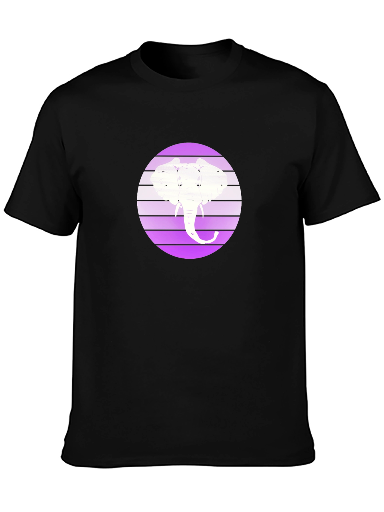Elephant Silhouette Graphic Tee - Black Crew Neck