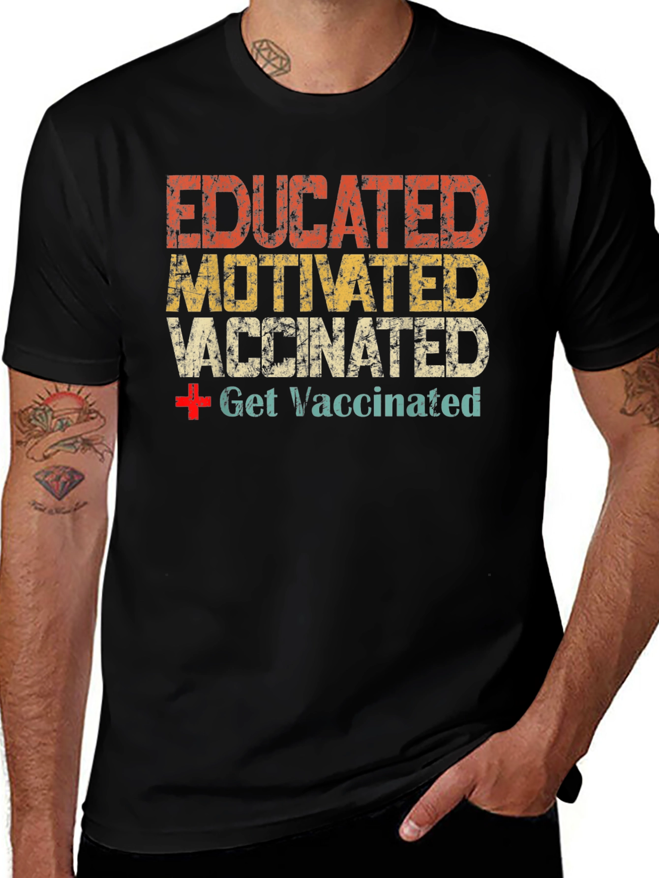 Educated Motivated Vaccinated Graphic T-Shirt