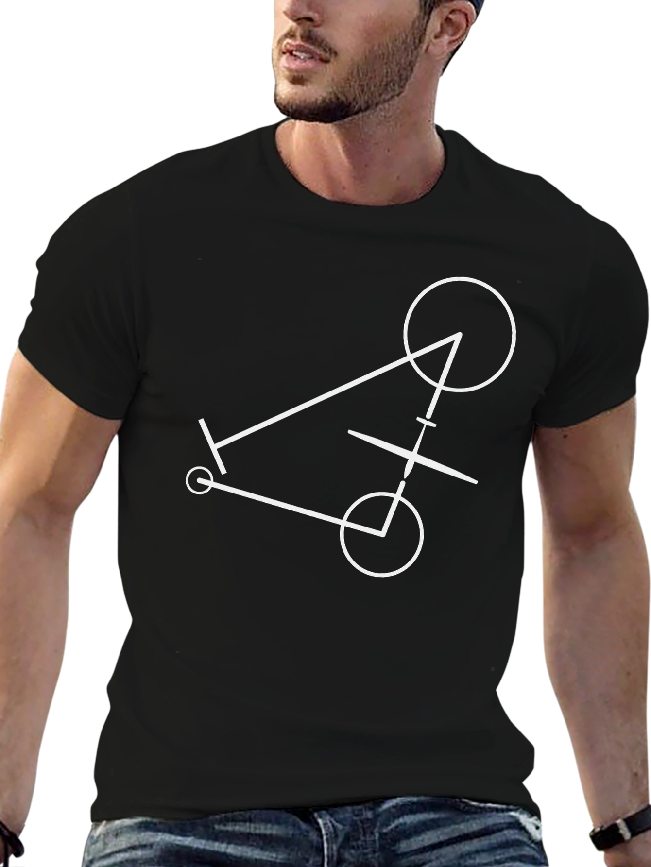 Geometric Scooter Graphic Tee - Black