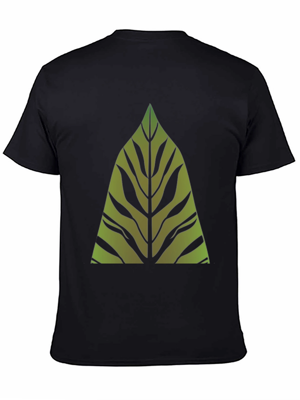 Green Leaf Graphic Print Black T-Shirt