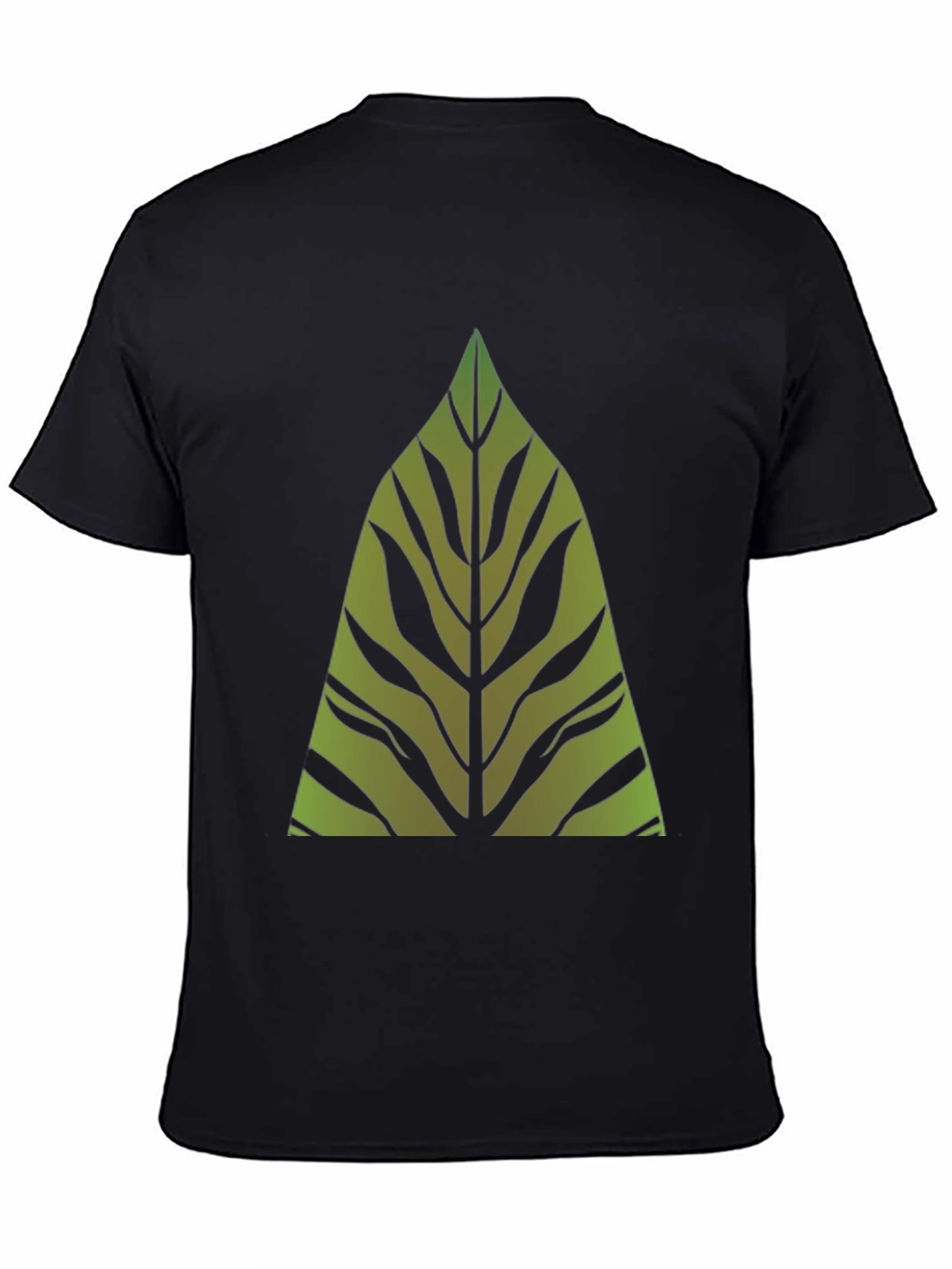 Green Leaf Graphic Print Black T-Shirt