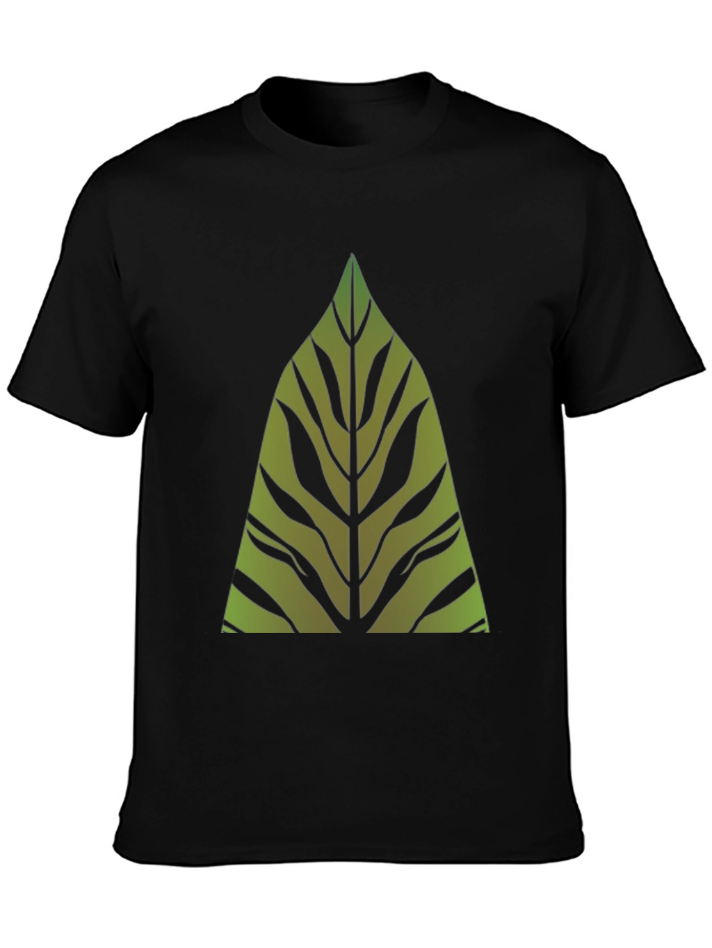 Green Leaf Graphic Print Black T-Shirt