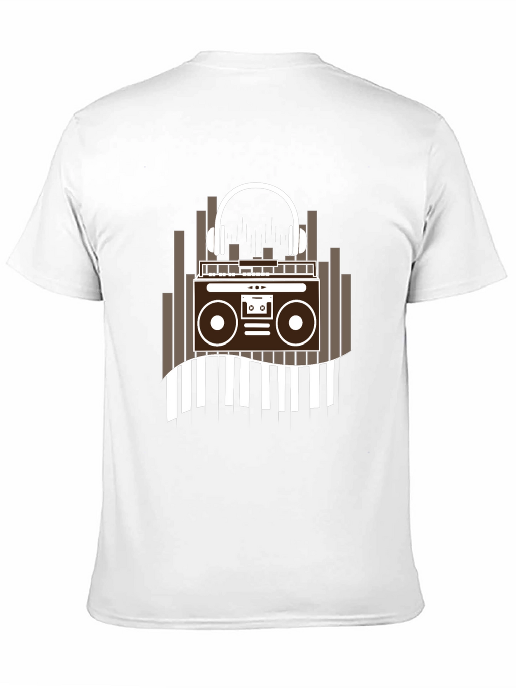 Retro Music Graphic Tee - Boombox and Headphones