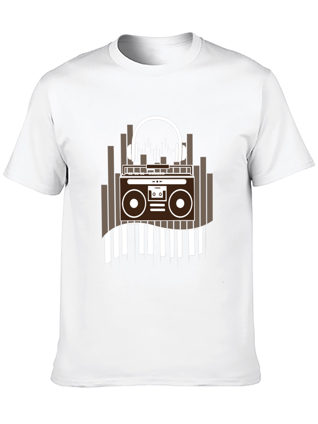 Retro Music Graphic Tee - Boombox and Headphones