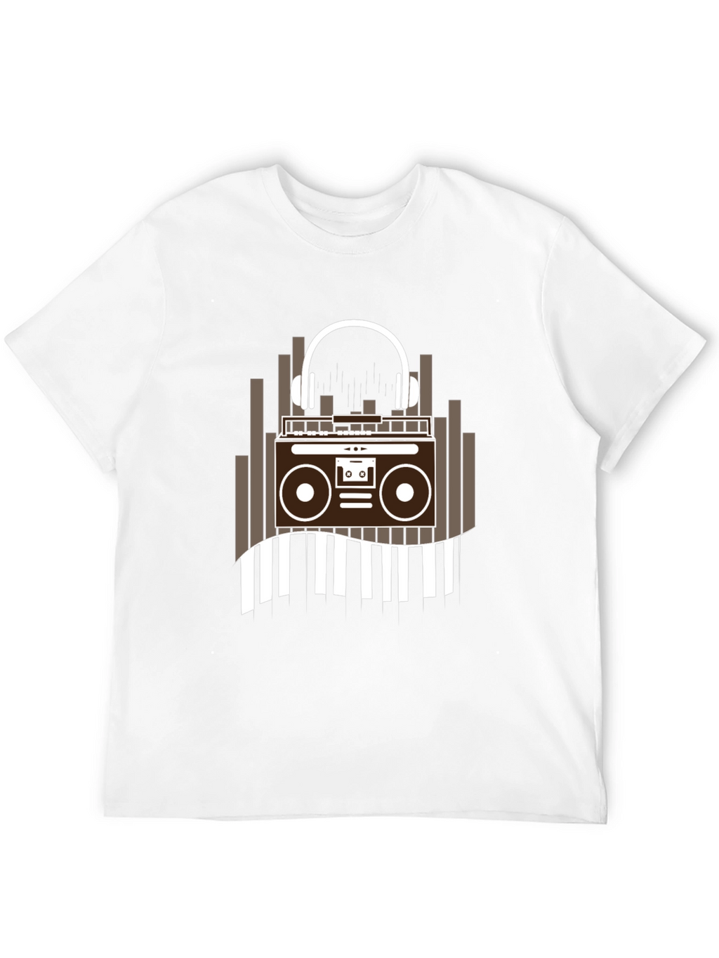 Retro Music Graphic Tee - Boombox and Headphones
