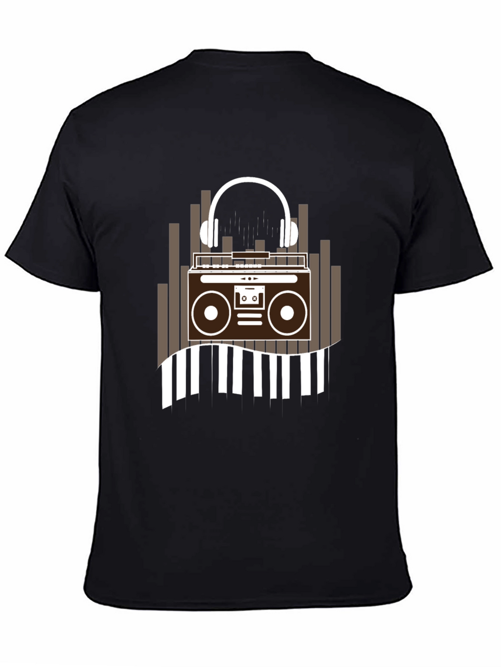 Retro Music Graphic Tee - Boombox and Headphones