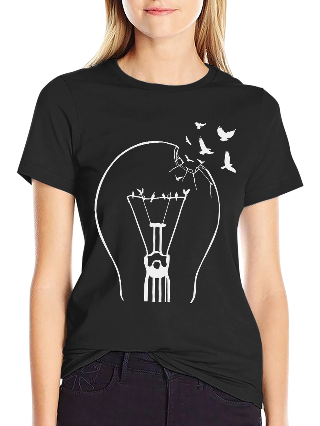 Bird Light Bulb Graphic Tee - Unique Design!