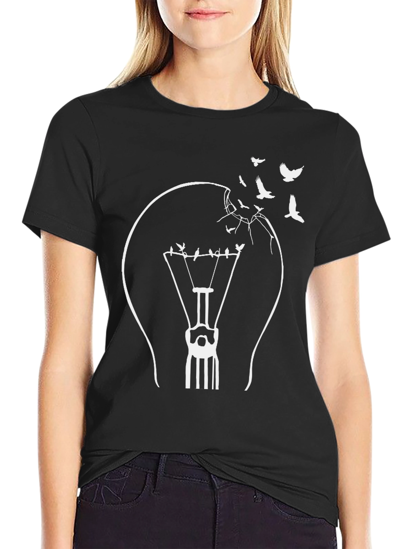 Bird Light Bulb Graphic Tee - Unique Design!