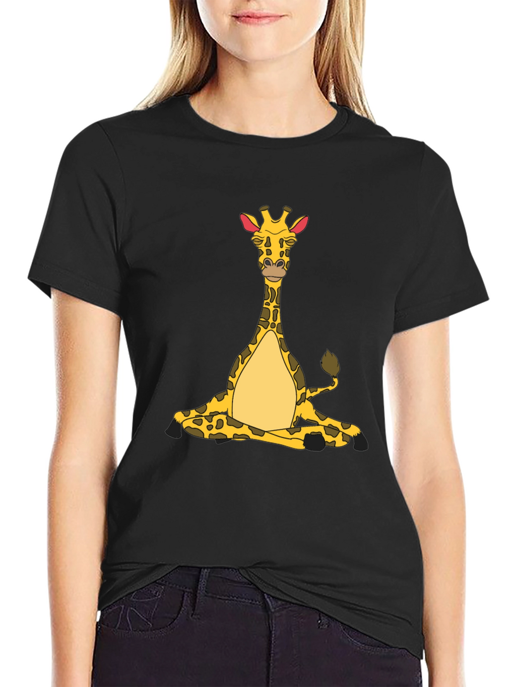 Yoga Giraffe Black T-Shirt