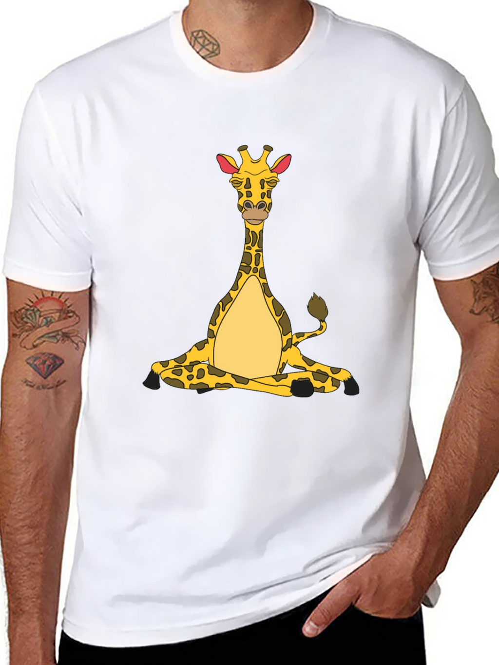Yoga Giraffe Black T-Shirt