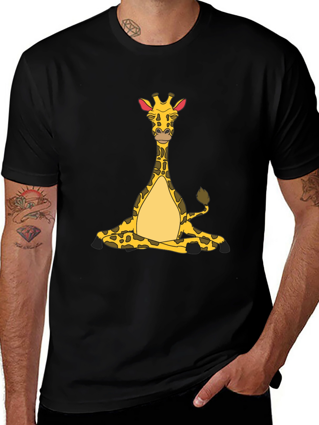 Yoga Giraffe Black T-Shirt