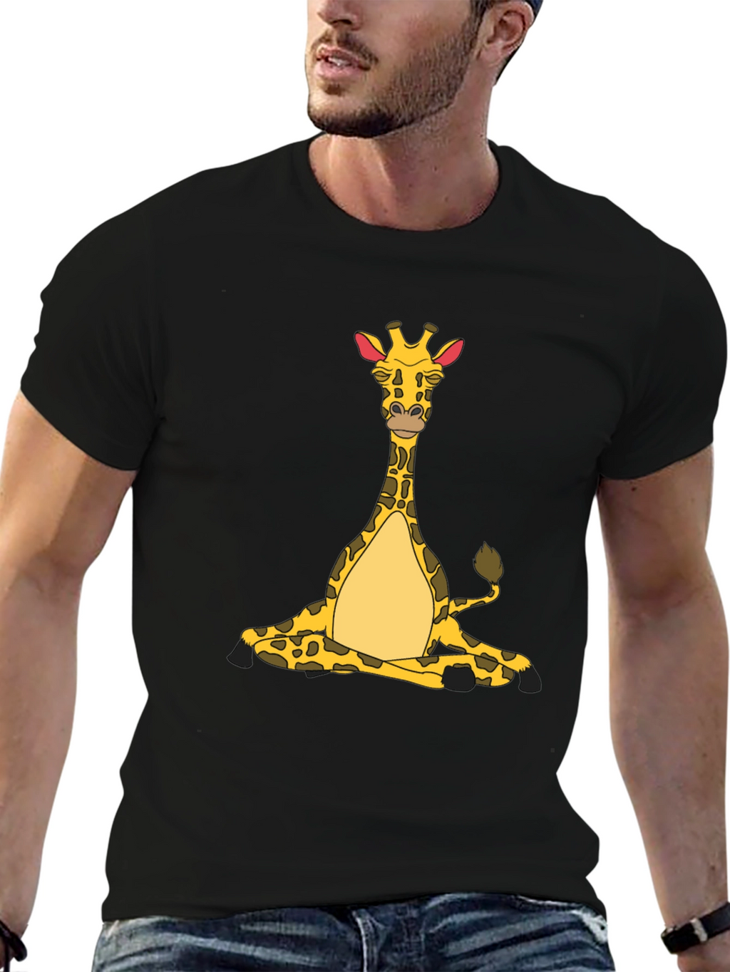 Yoga Giraffe Black T-Shirt