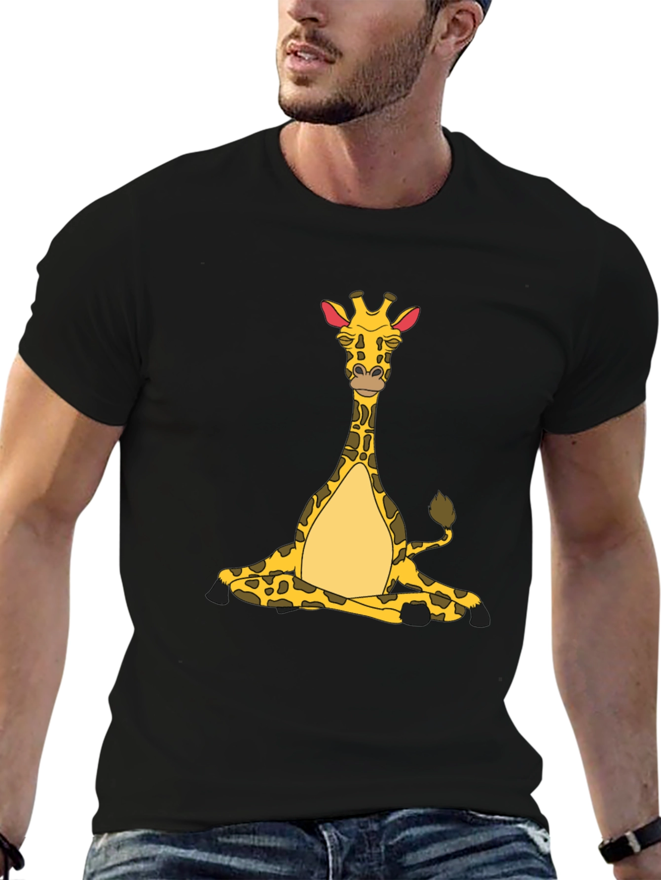 Yoga Giraffe Black T-Shirt
