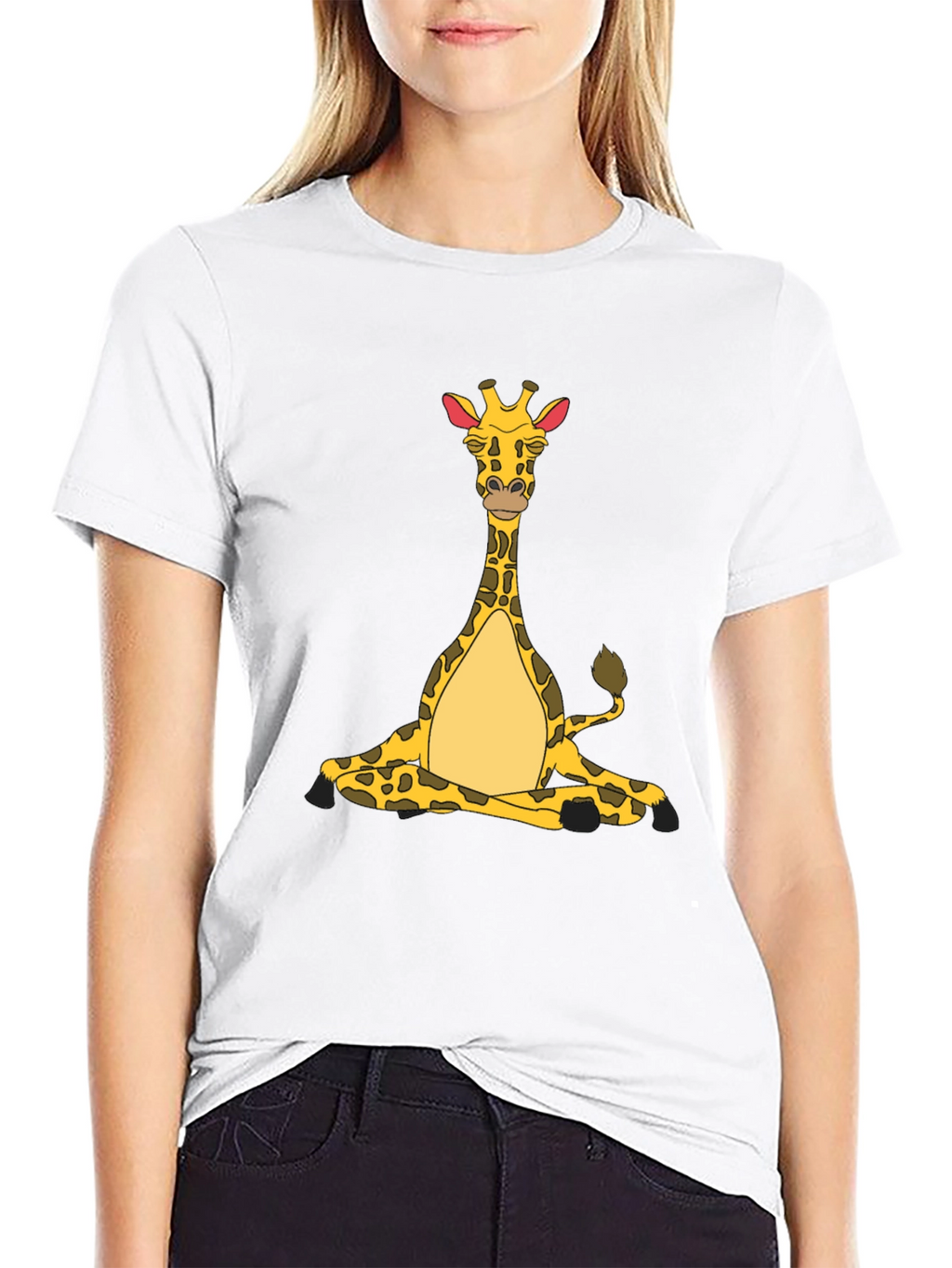 Yoga Giraffe Black T-Shirt