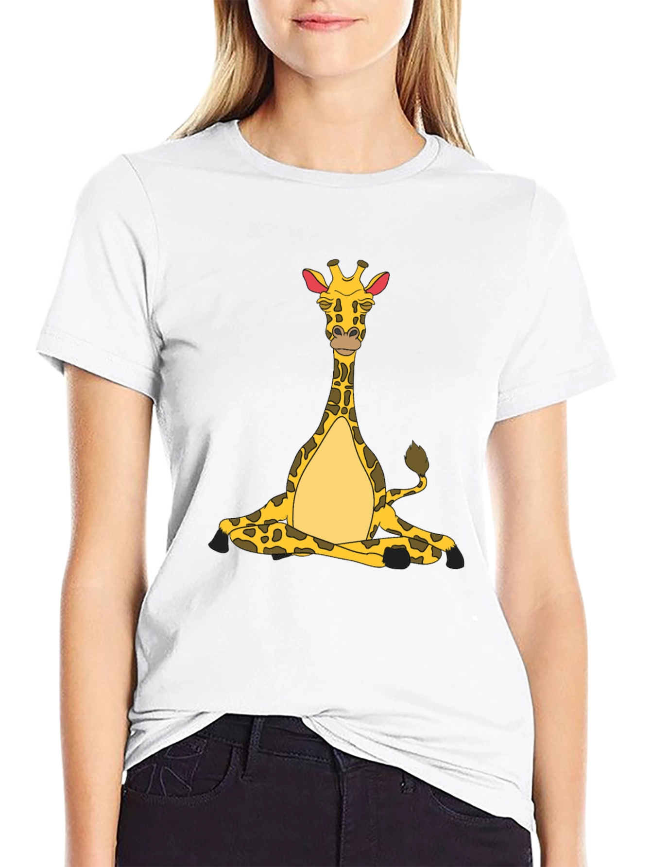 Yoga Giraffe Black T-Shirt