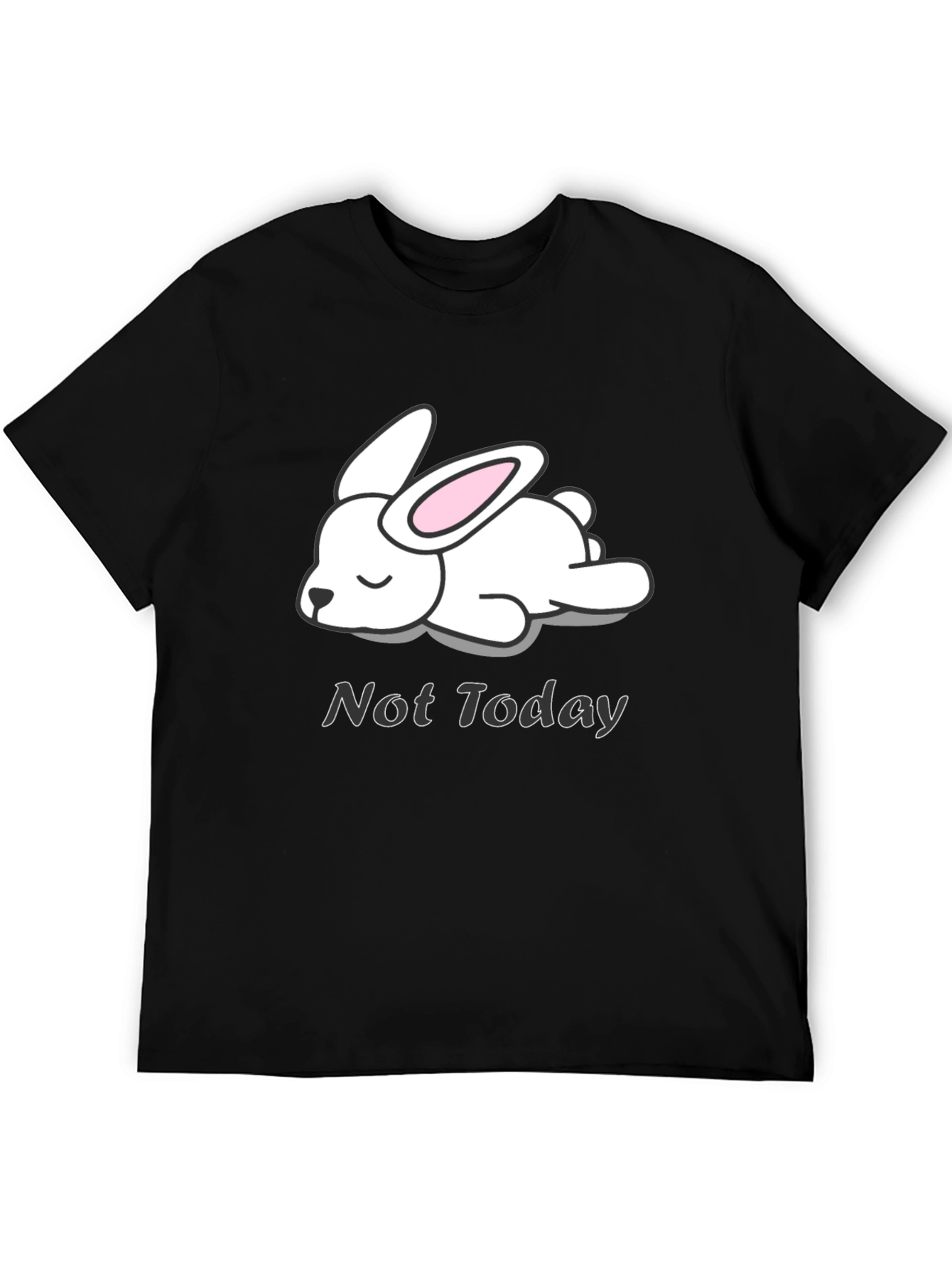 Not Today Rabbit Graphic Tee - Black Cotton T-Shirt