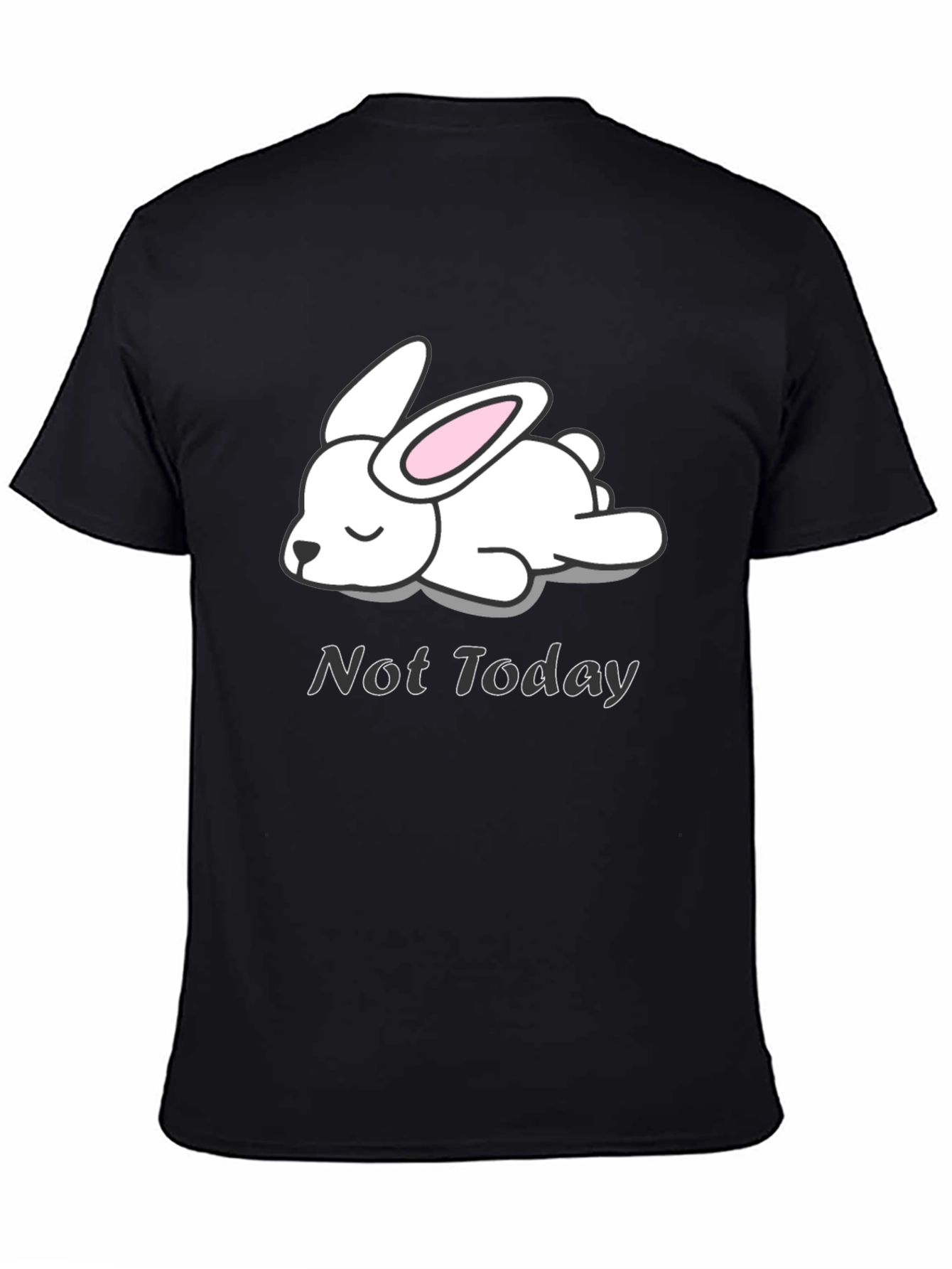 Not Today Rabbit Graphic Tee - Black Cotton T-Shirt
