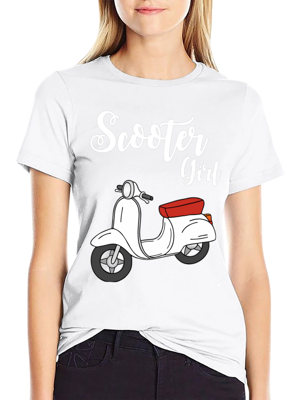 Scooter Girl Black T-Shirt - Retro Style