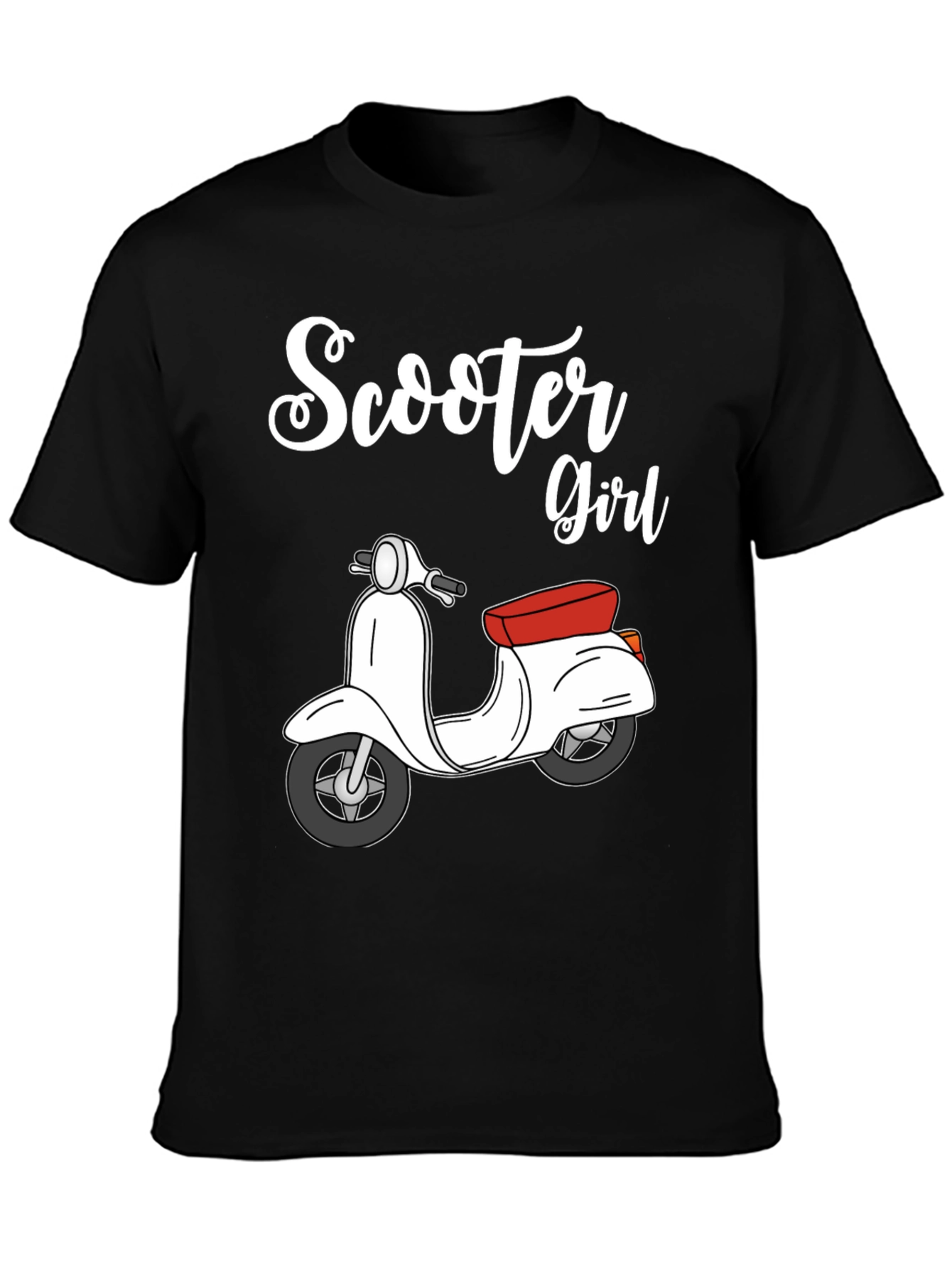 Scooter Girl Black T-Shirt - Retro Style