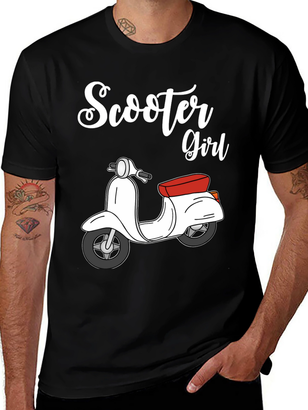 Scooter Girl Black T-Shirt - Retro Style