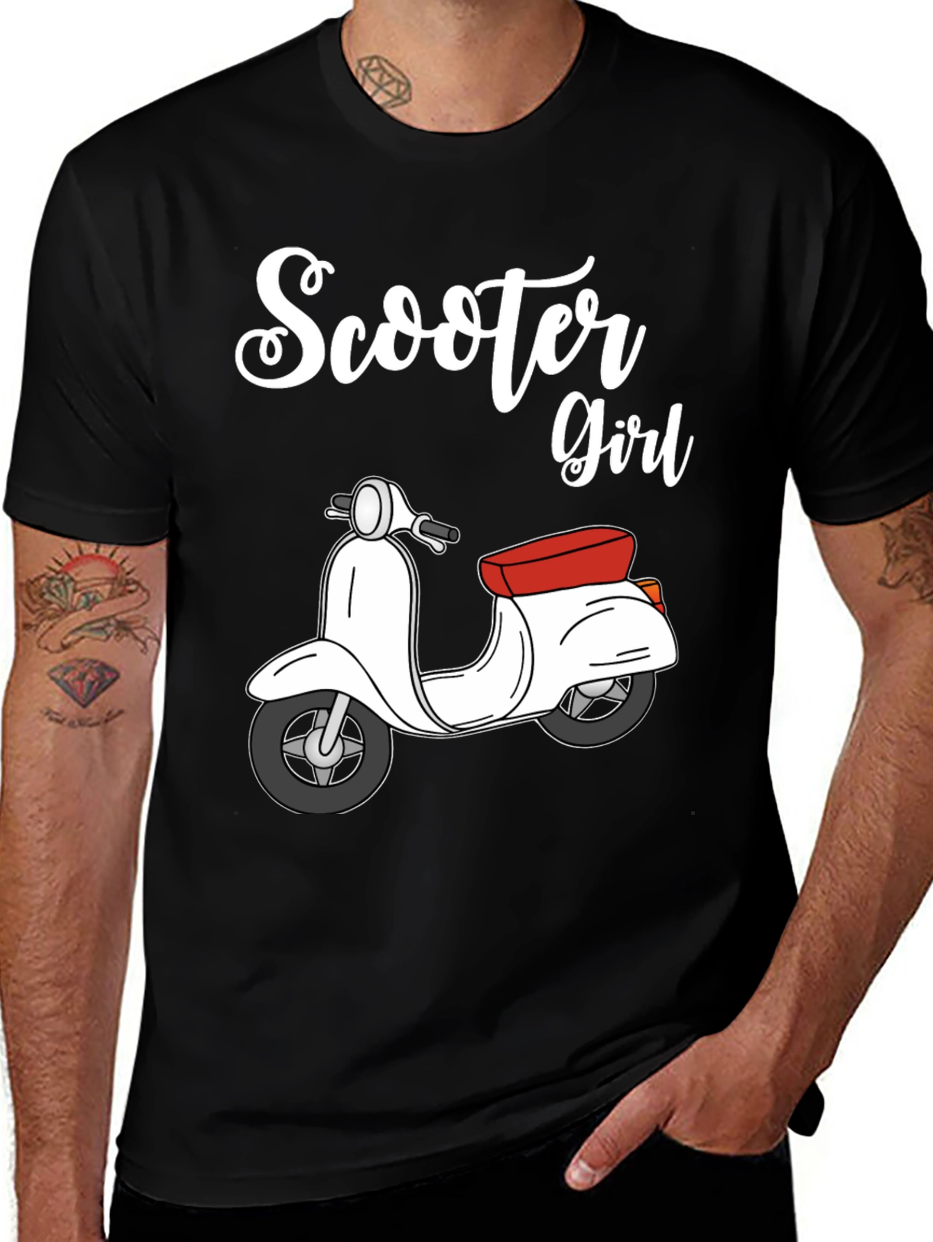 Scooter Girl Black T-Shirt - Retro Style