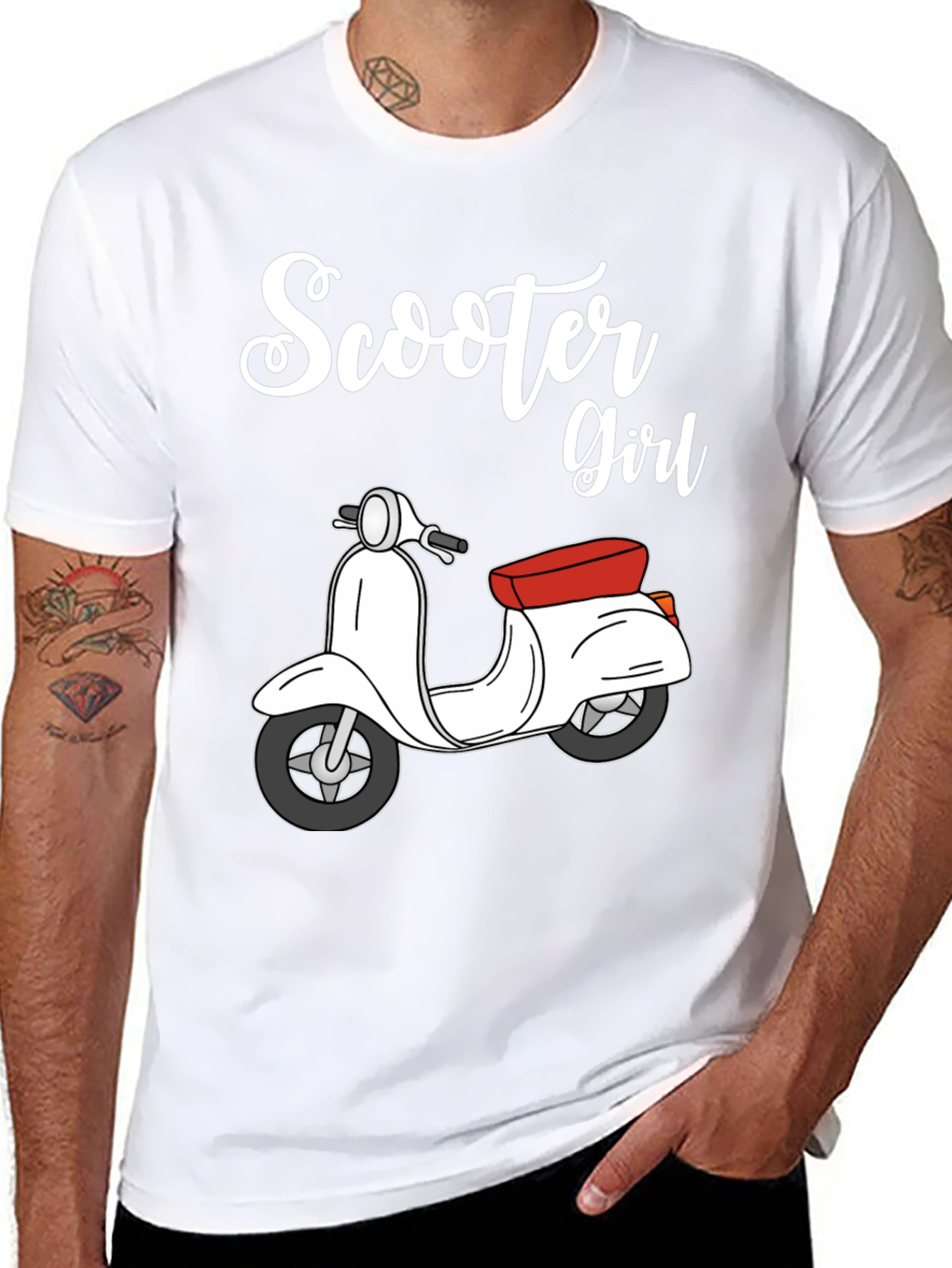 Scooter Girl Black T-Shirt - Retro Style