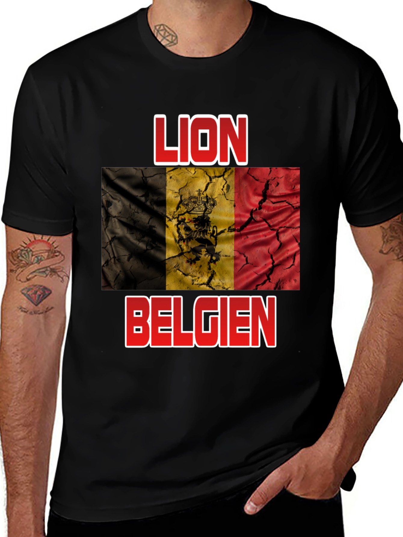 Lion Belgie T-Shirt - Belgian Flag Design