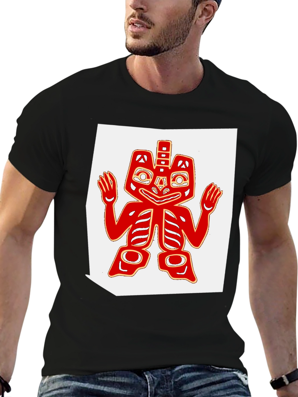 Tribal Art Tee - Black Cotton Blend