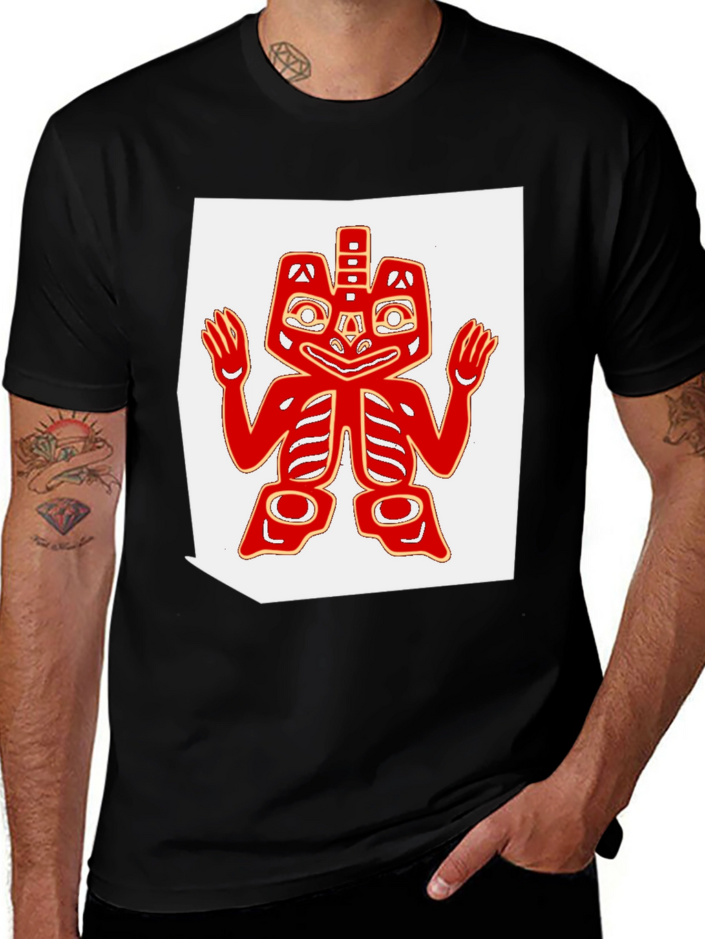 Tribal Art Tee - Black Cotton Blend