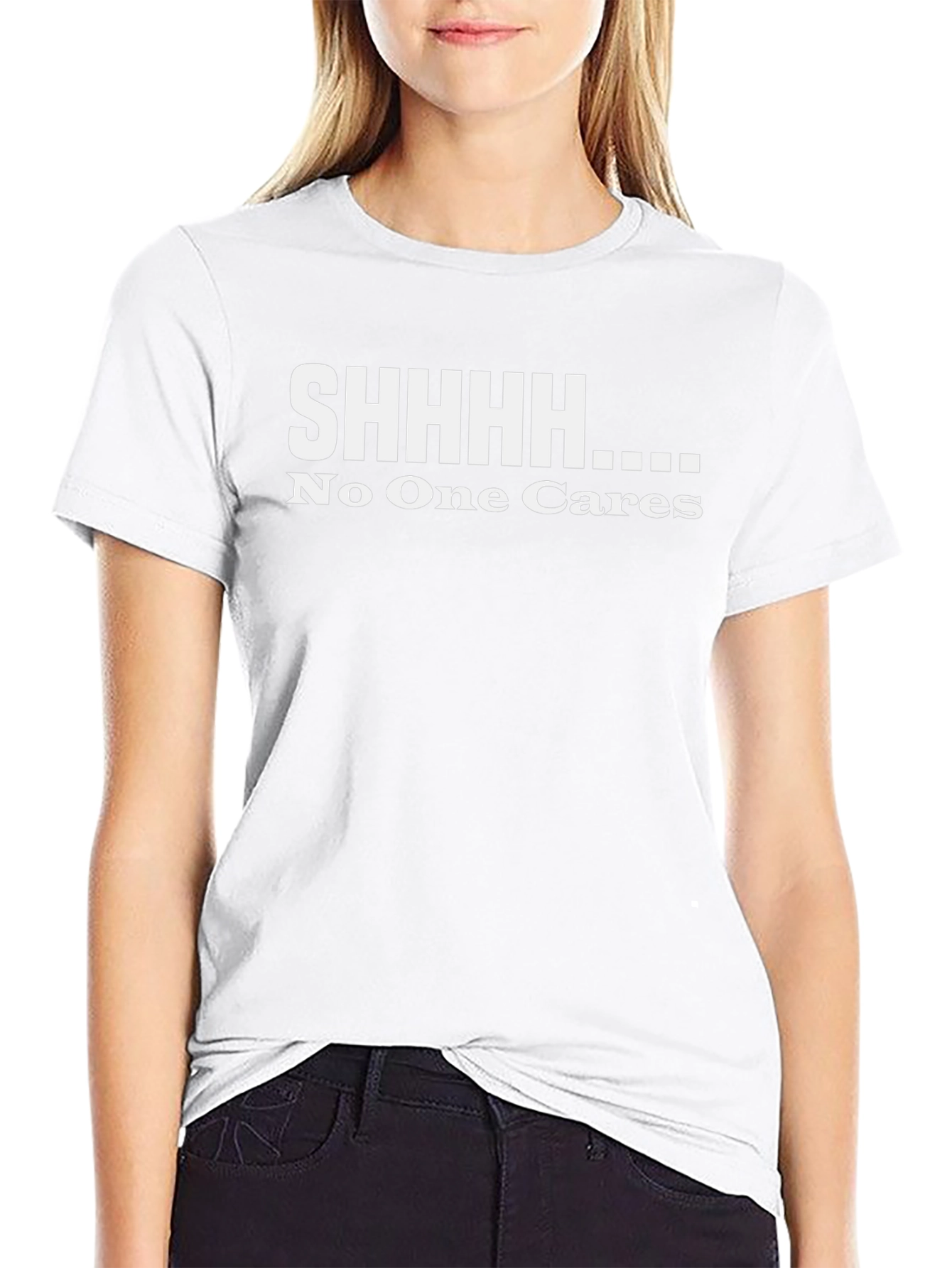 SHHHHH No One Cares Black Graphic T-Shirt