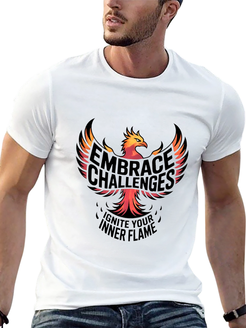 Embrace Challenges Graphic Tee - Ignite Your Inner Flame