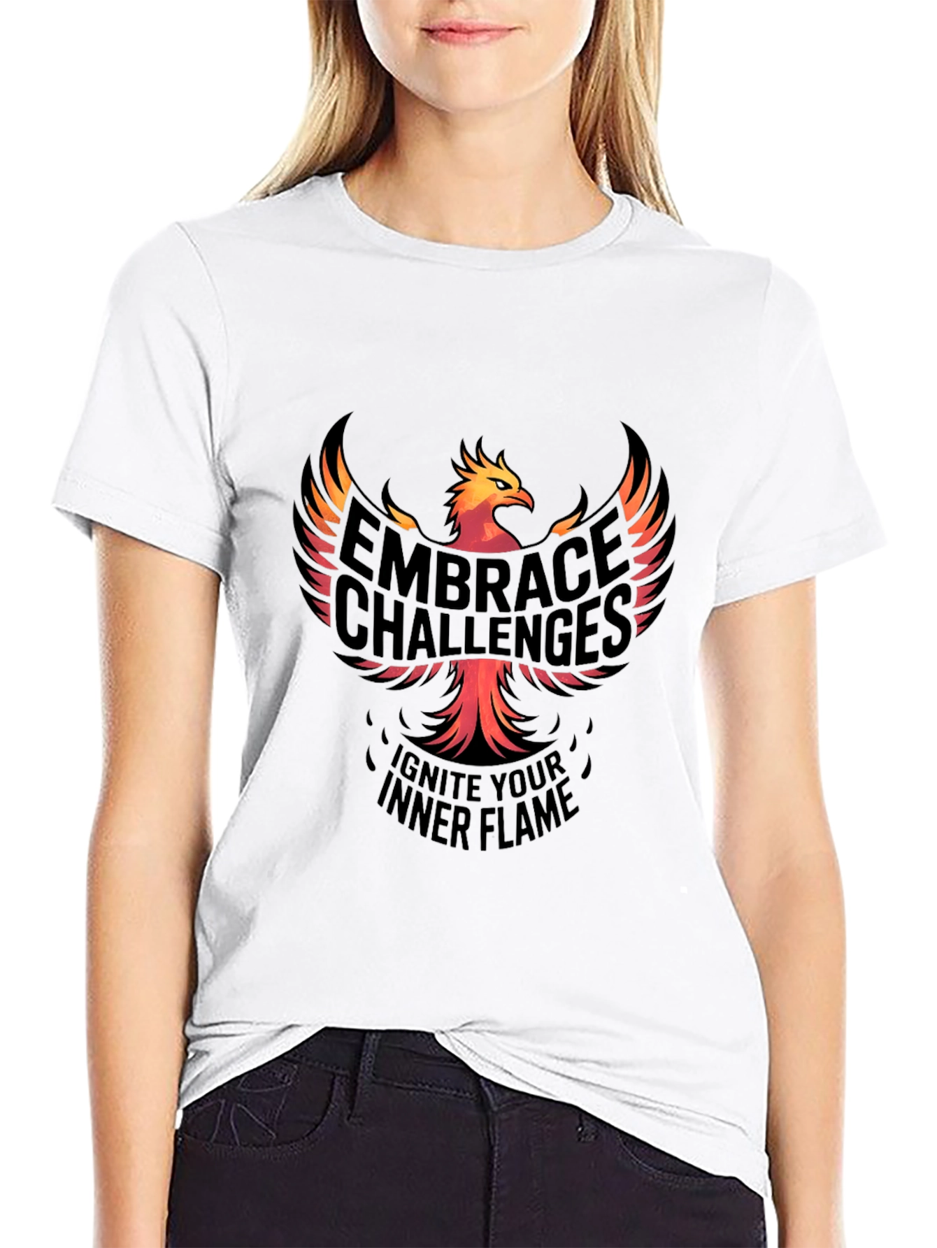 Embrace Challenges Graphic Tee - Ignite Your Inner Flame