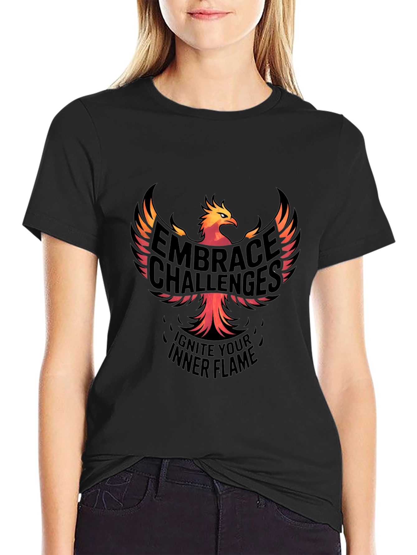 Embrace Challenges Graphic Tee - Ignite Your Inner Flame