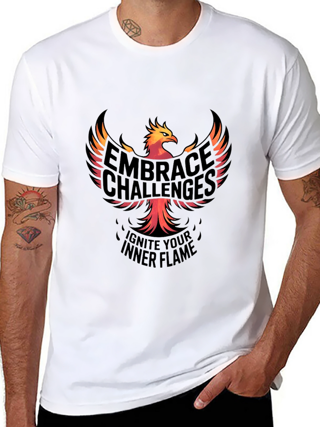 Embrace Challenges Graphic Tee - Ignite Your Inner Flame