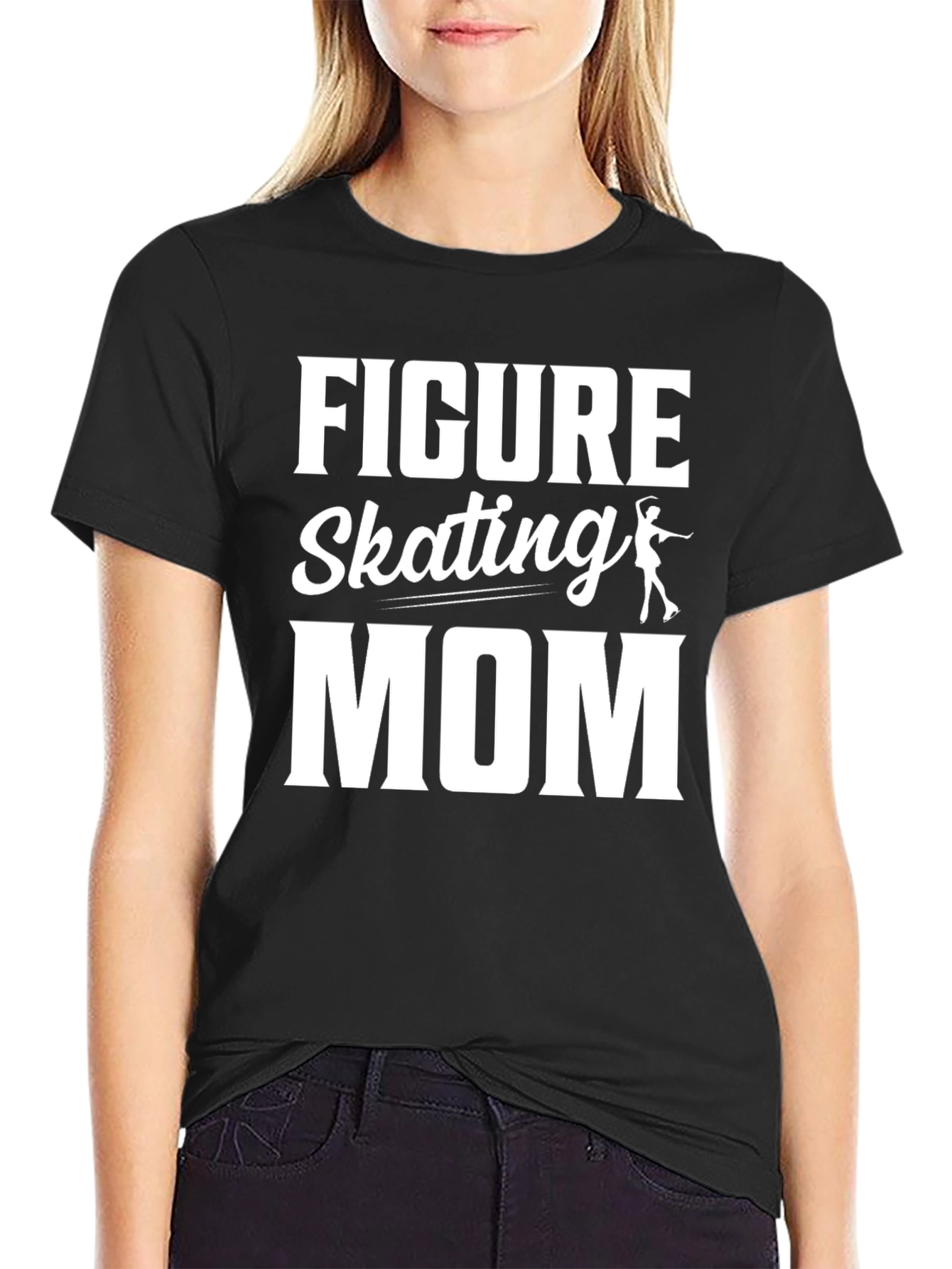 Figure Skating Mom Graphic Tee - Black Cotton Shirt