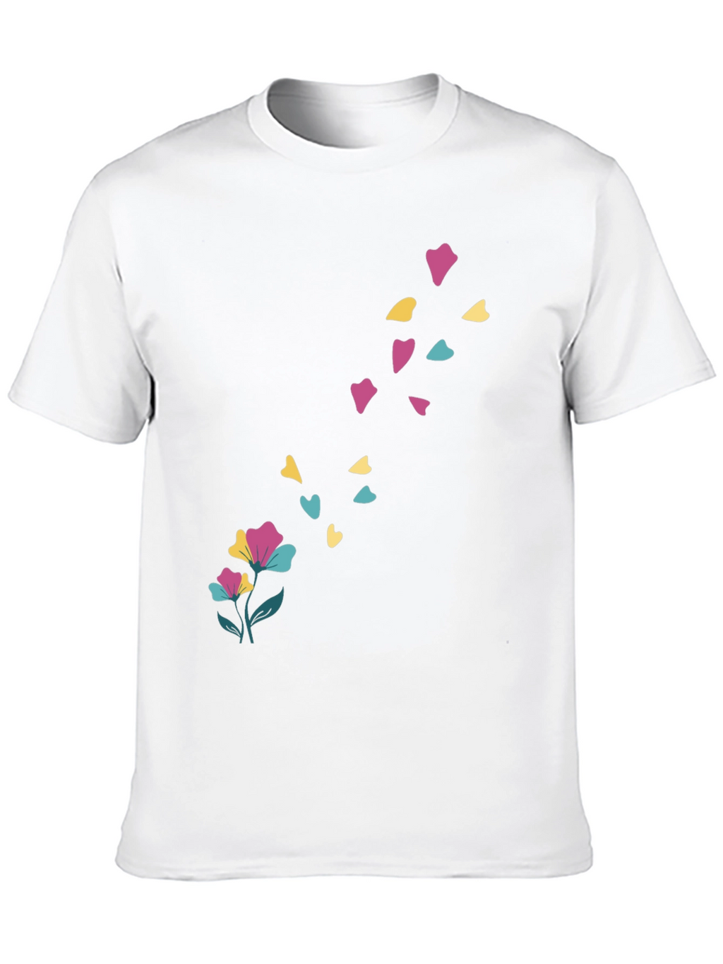 Floral Heart Petal Black T-Shirt