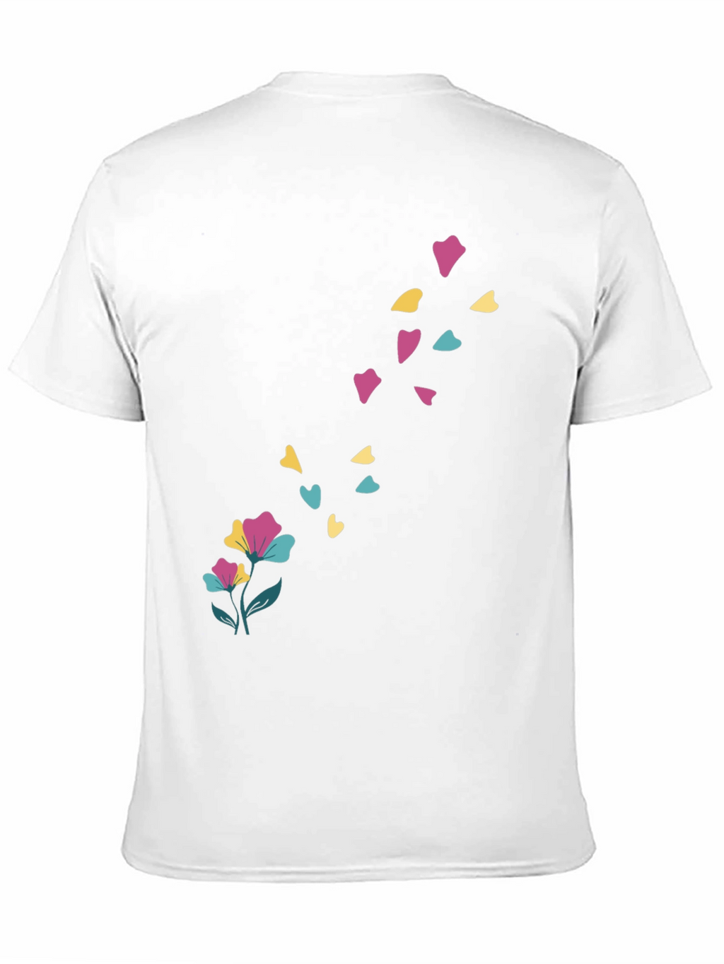 Floral Heart Petal Black T-Shirt