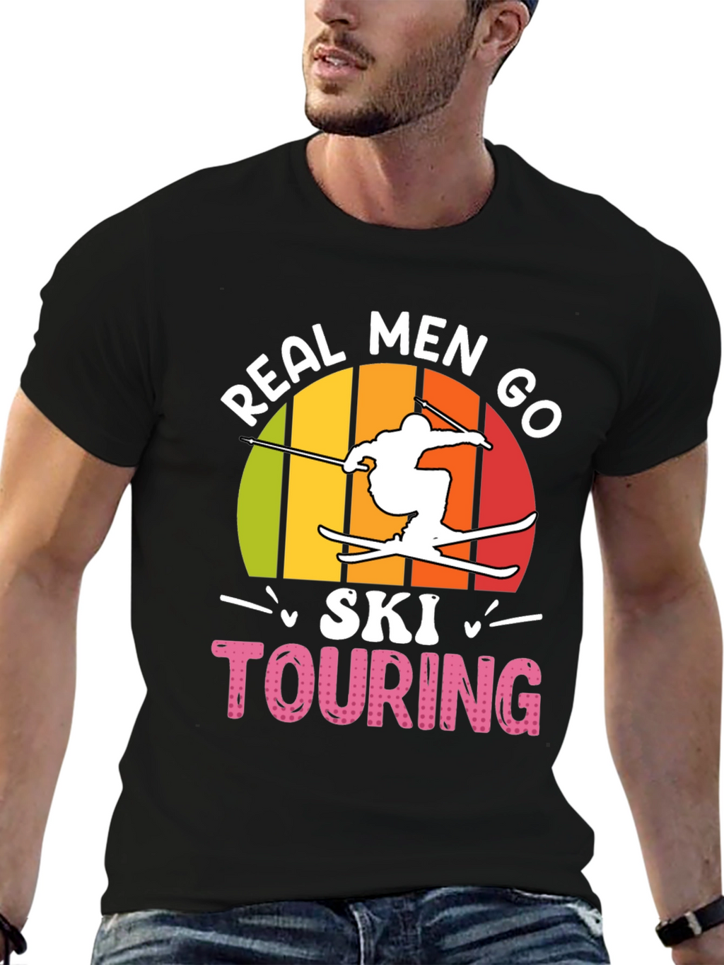 Real Men Ski Touring Graphic T-Shirt