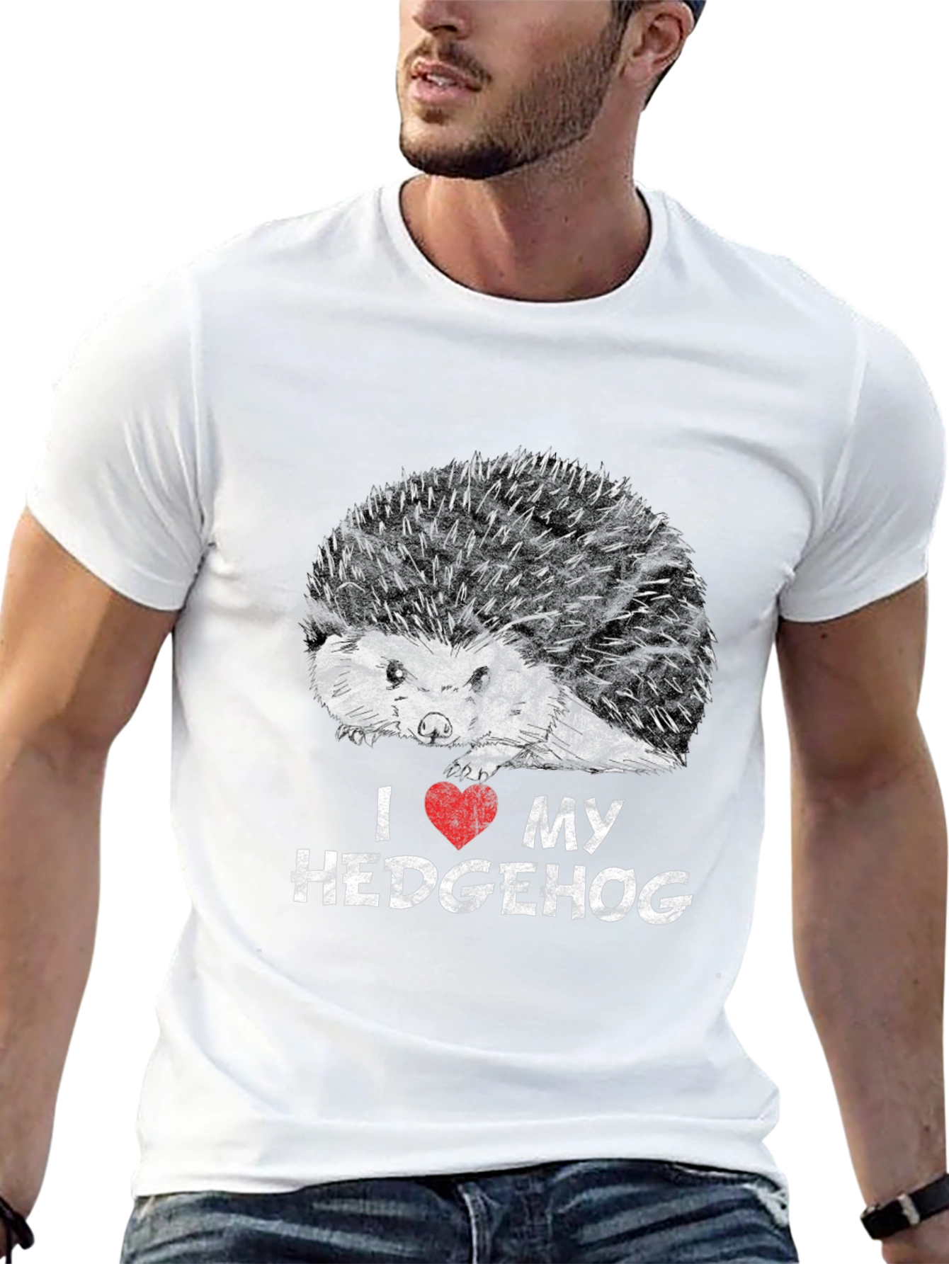 I Love My Hedgehog Black Graphic T-Shirt