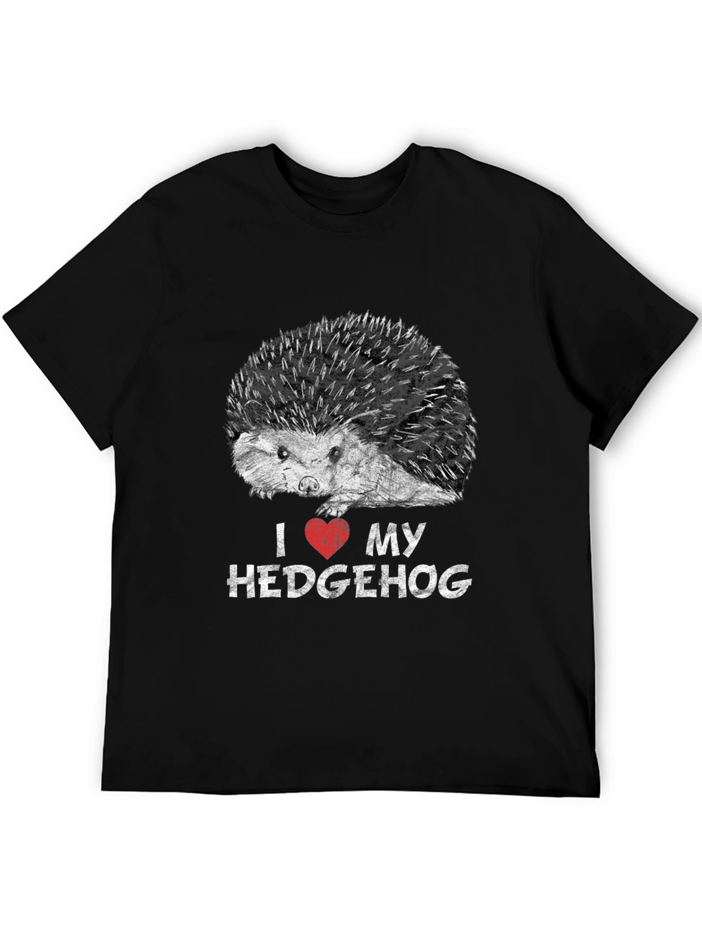 I Love My Hedgehog Black Graphic T-Shirt