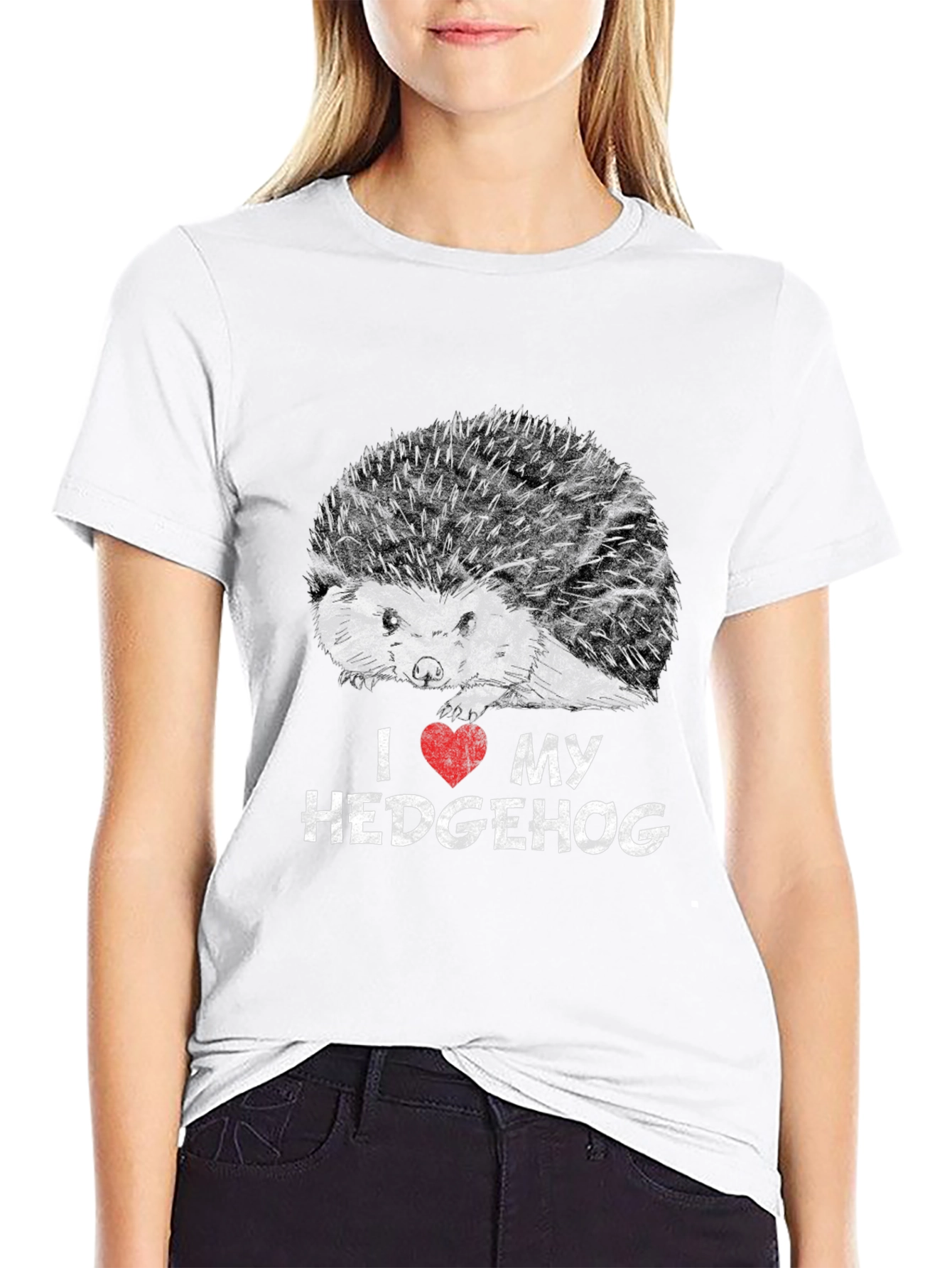 I Love My Hedgehog Black Graphic T-Shirt