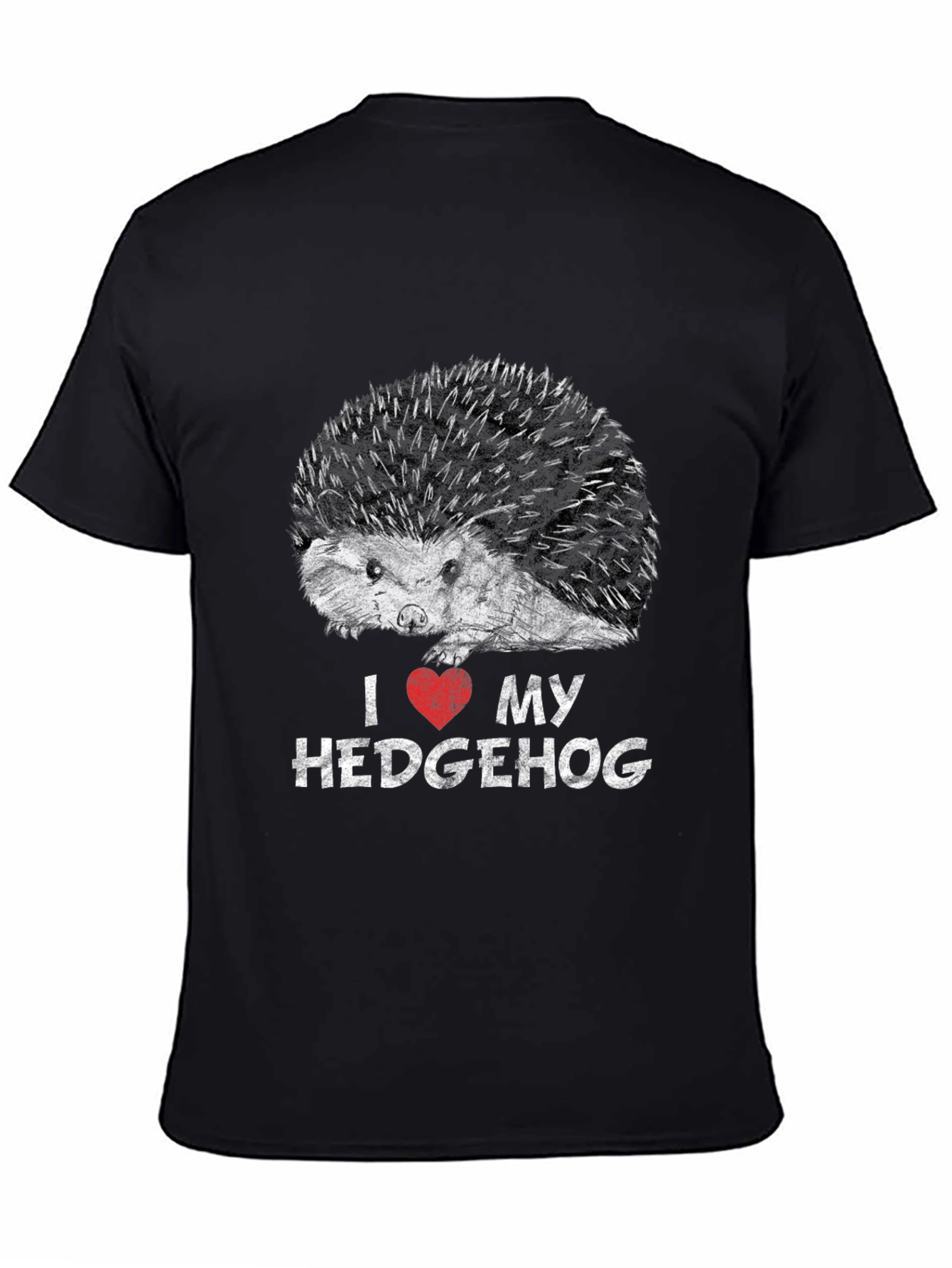 I Love My Hedgehog Black Graphic T-Shirt
