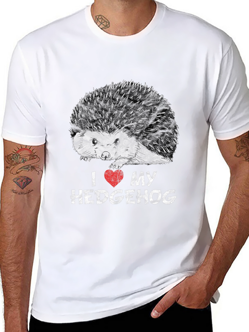 I Love My Hedgehog Black Graphic T-Shirt