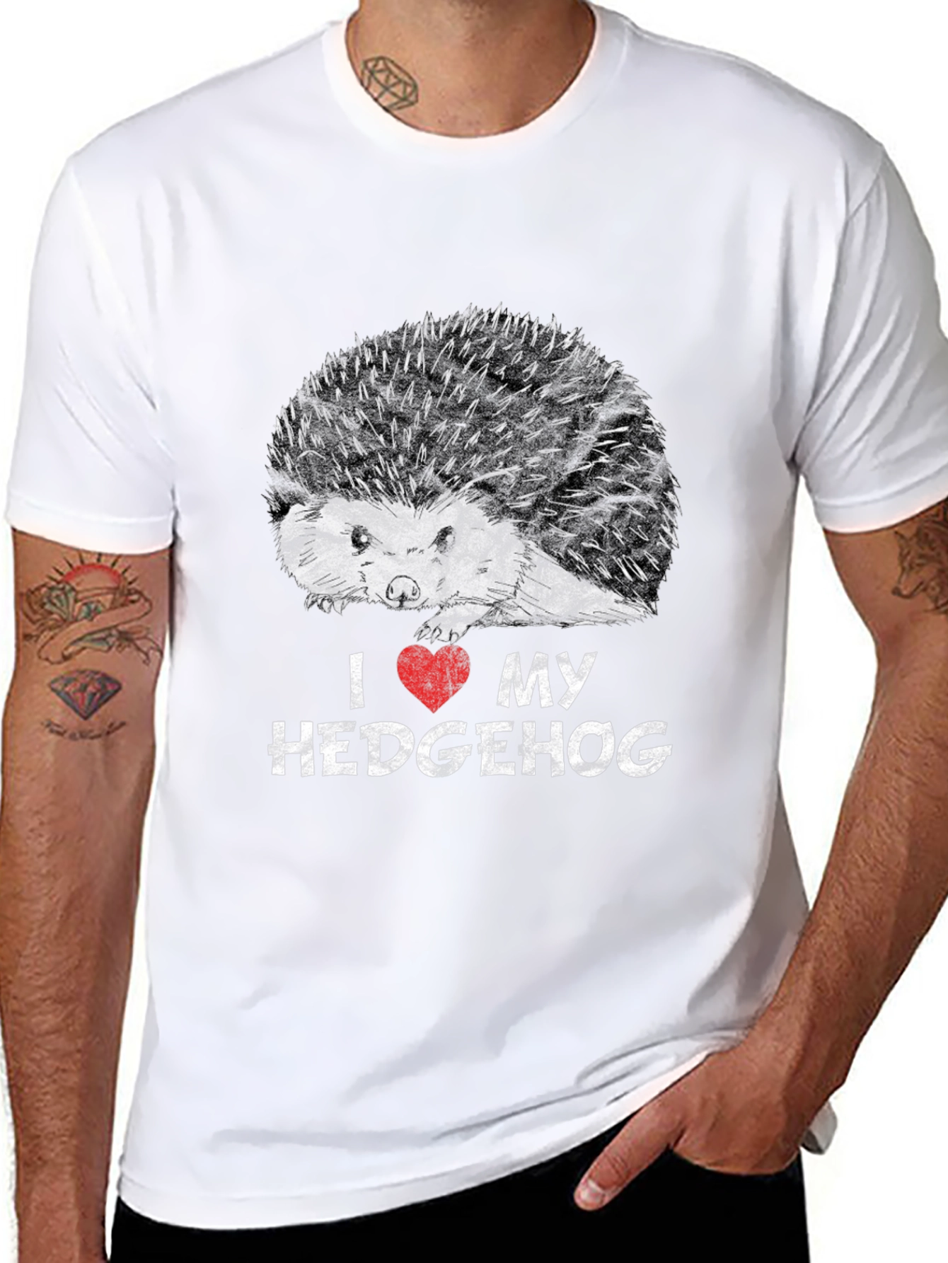 I Love My Hedgehog Black Graphic T-Shirt