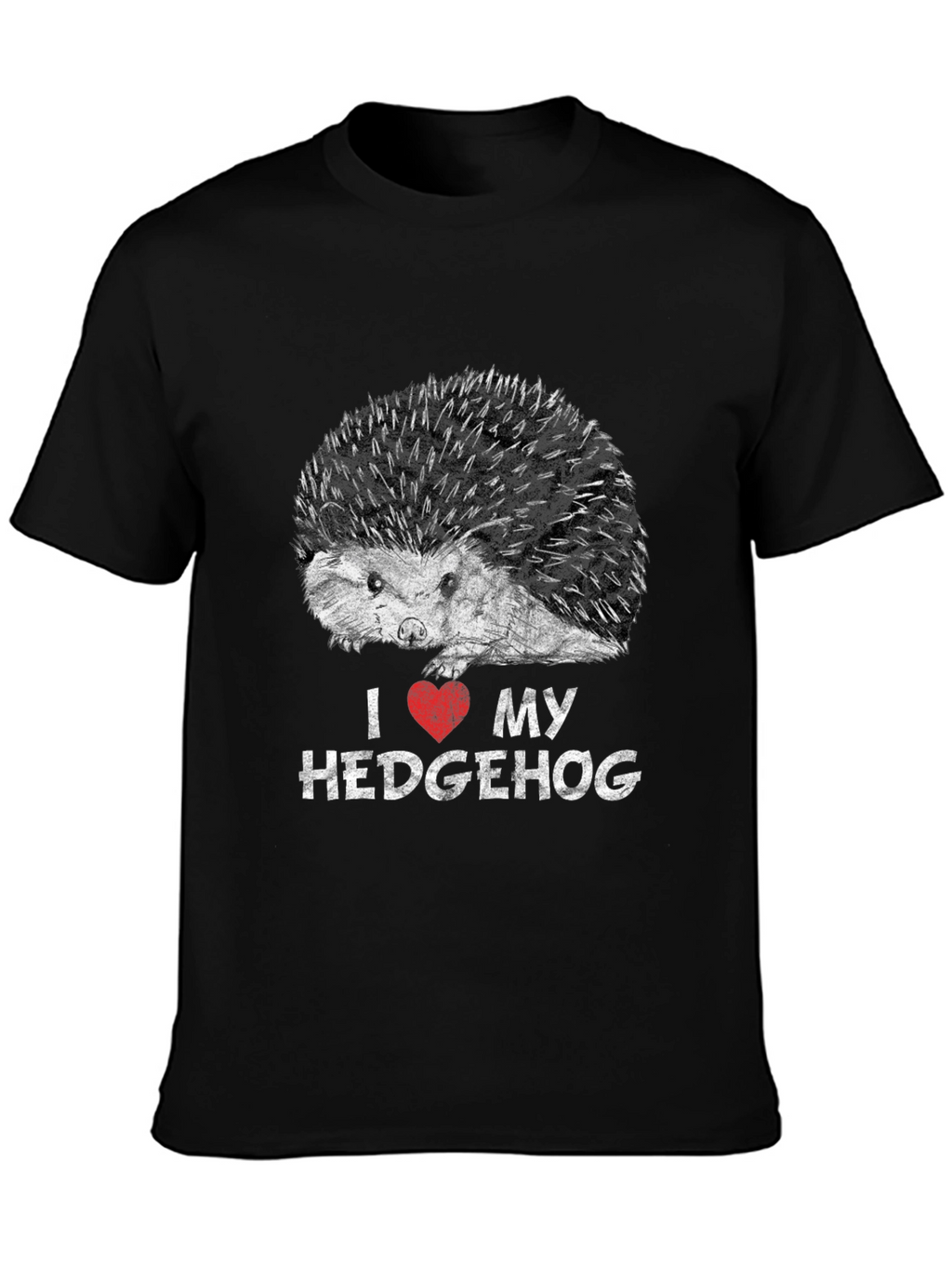 I Love My Hedgehog Black Graphic T-Shirt