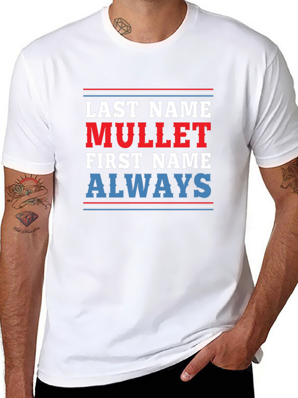 Last Name Mullet T-Shirt - Funny Novelty Tee